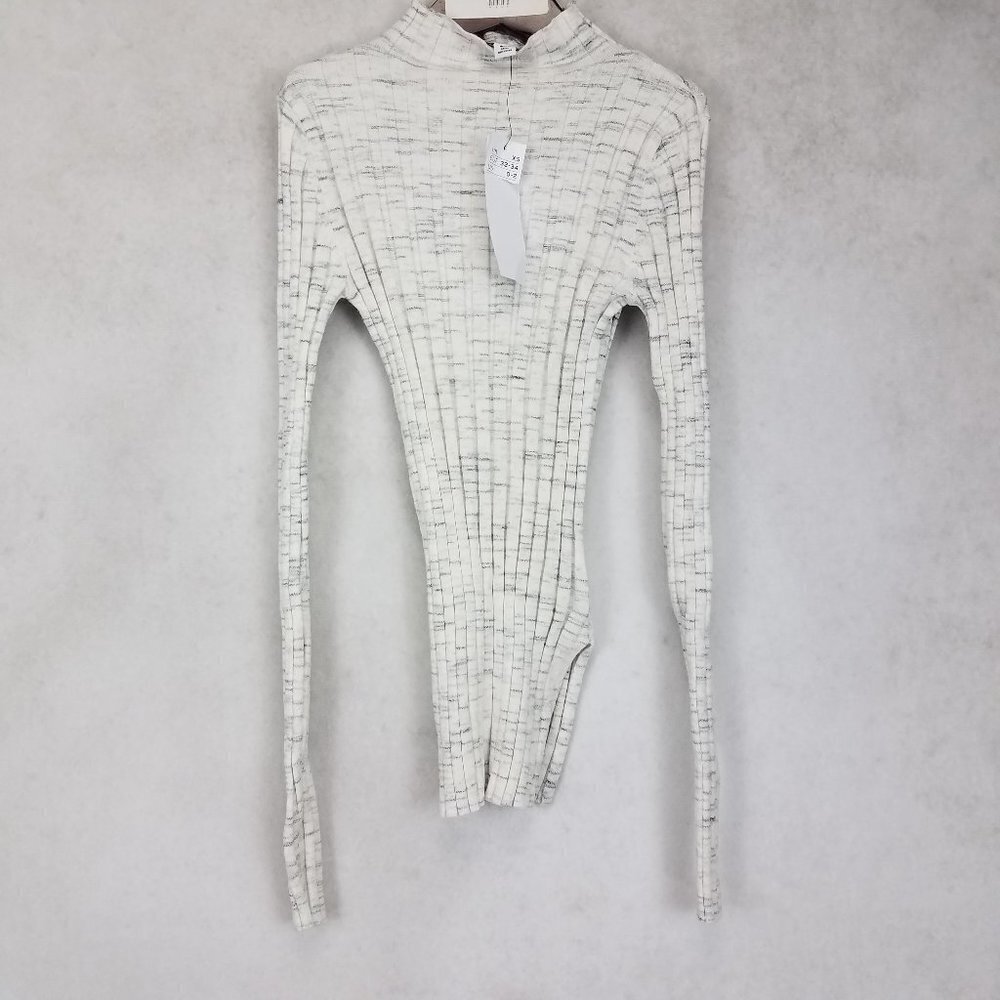 NEW Topshop 0-2 Mock Neck Pullover Sweater with Side Slits Heather Gray NWT flaw